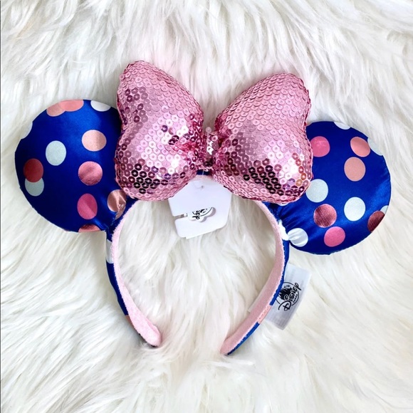 Disney Accessories - Minnie Mouse Navy Blue Polka Dots Ears